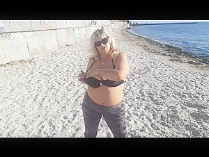 Blonde Women at Public Beach Showing Big Naked Boobs and Ass